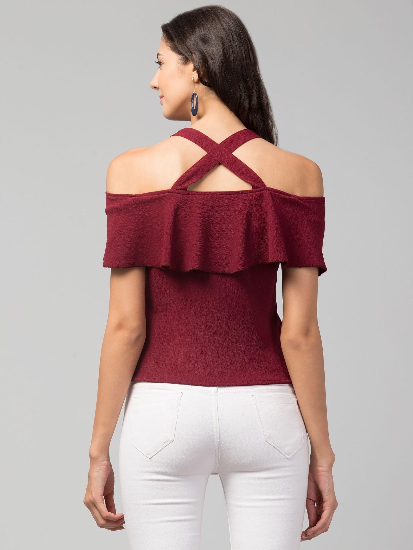 Original Airbiter Collection Women's Cotton Blend Solid Maroon Tops