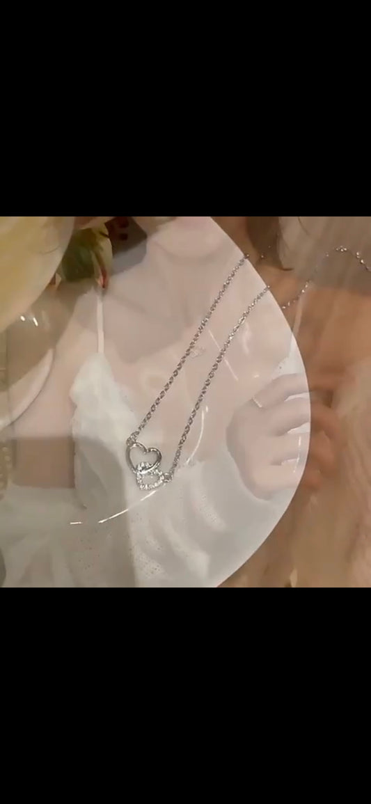 Women's Dual Heart Pendant with Chain Micro Plating