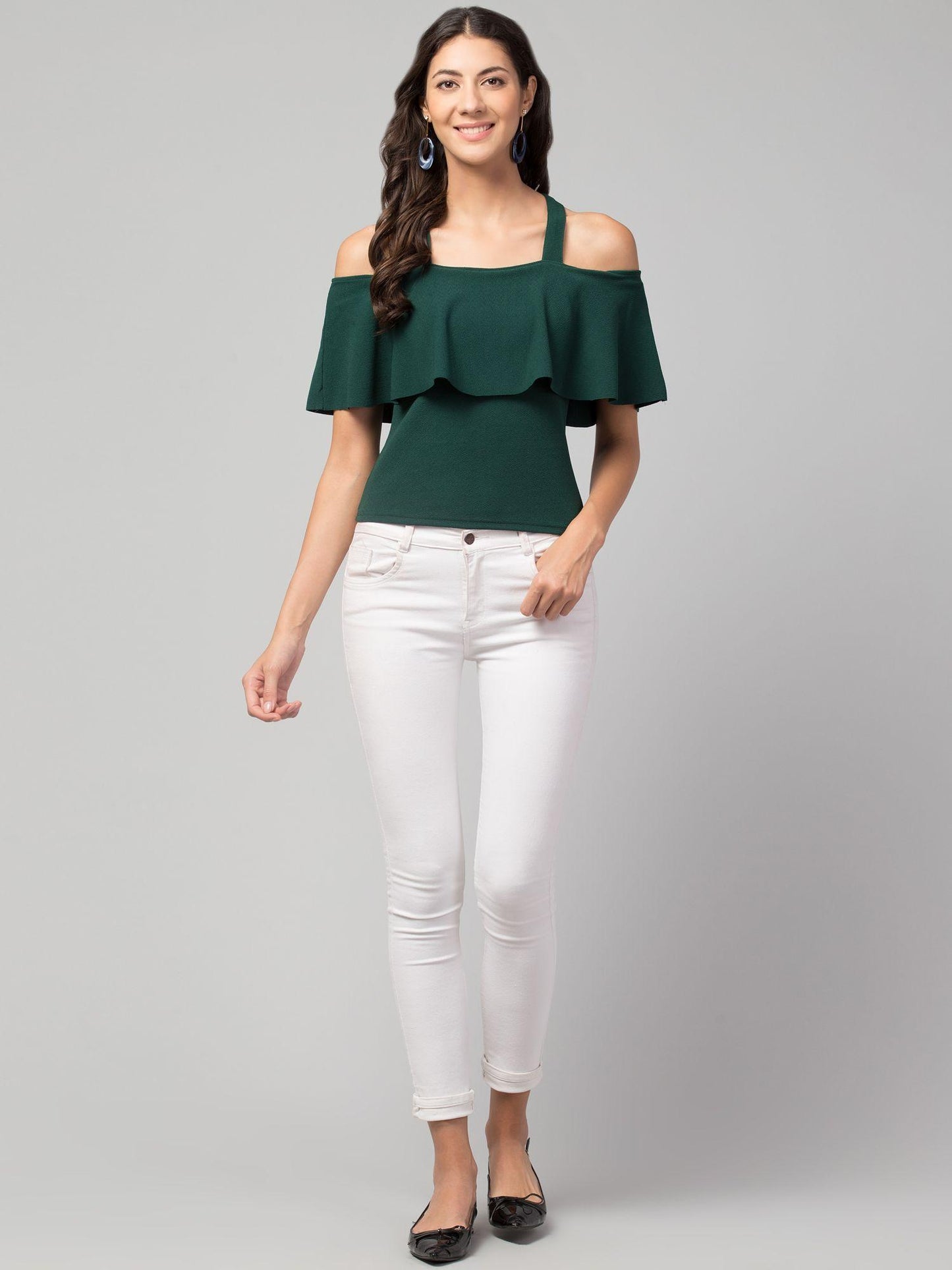 Original Airbiter Collection Women's Cotton Blend Solid Green Tops