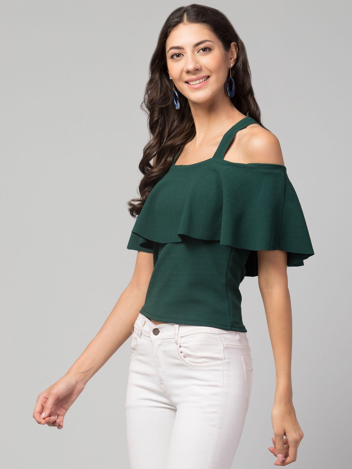 Original Airbiter Collection Women's Cotton Blend Solid Green Tops