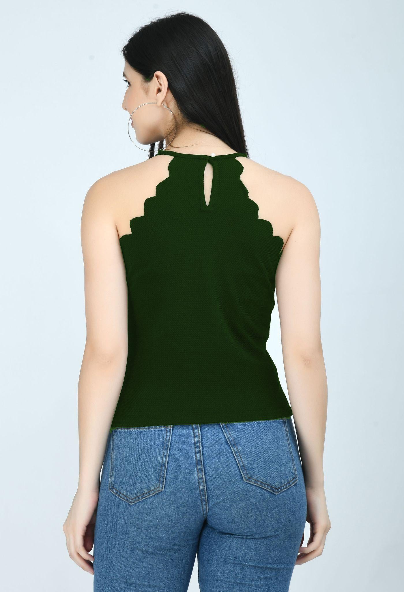 Original Airbiter Collection Women's Cotton Blend Solid Green Tops